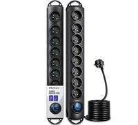 Qoltec Parasurtenseur 50113 - 8 prises - 1,8 m - Protection contre les surtensions 230 V