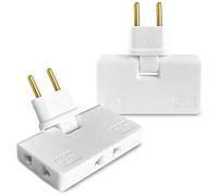 Multiprise avec 3 Prises et Connexion Pivotante à 180 |2 Prise Multiple avec Adaptateur Européen-Américain | Très Léger et Compact | Triplette Electrique, Blanc x 2