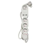 Multiprise avec 4 ports Accsup + 2 ports USB 1,5 m Blanc