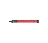 Brennenstuhl Alu-Line Bloc multiprise 8 Prises pour armoires électriques 19" avec disjoncteur Automatique 10 A et câble de 2 m Argenté/Rouge