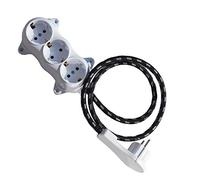 Multiprise avec câble textile - Blanc - Avec fiche - Multiprise - Meuble derrière une prise plate - Multiprise commutable - Protection enfant - Textile ancien rétro