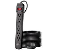 Multiprise avec Cordon Long | Station De Recharge avec 6 Prises À Fiche Plate - Multiprise avec Cordon D'Extension 1.5m, 2 USB Et 1 Type C | pour Maison, Chambre, Mur, Voyage, Camping-Car, Appareils