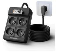 Multiprise Avec Disjoncteur Différentiel Intégré, 4 Prises Rcd 16A/250V Avec Interrupteur Fi/Circuit Breaker, Multiprise Fi 4000W Av