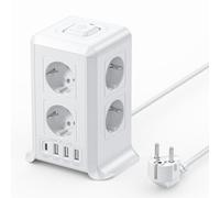 Multiprise avec Interrupteur, 2M Multiprise Parafoudre et Surtension with 8 Sortie AC and 4 USB Ports, Tour Multiprise pour Le Bureau, Salon, Chambre à Coucher