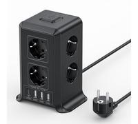 Multiprise avec Interrupteur, 3M Multiprise Parafoudre et Surtension with 8 Sortie AC and 4 USB Ports, Tour Multiprise pour Le Bureau, Salon, Chambre à Coucher
