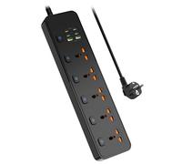 Multiprise avec Interrupteur de Sécurité Indépendant, Multiprise avec USB C, 5 Prises Universelles, 4 Ports USB-C et 2 Ports USB (5V 4,2 A 20W), 2M Rallonge Electrique