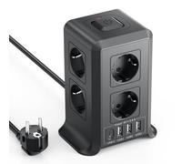 Multiprise avec Interrupteur, Multiprise Parafoudre et Surtension with 8 Sortie AC and 4 USB Ports, pour Le Bureau, Salon, Chambre à Coucher