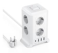 Multiprise avec Interrupteur, Multiprise Parafoudre et Surtension with 8 Sortie AC and 4 USB Ports, pour Le Bureau, Salon, Chambre à Coucher