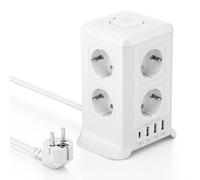 Multiprise avec Interrupteur, Multiprise Parafoudre et Surtension with 8 Sortie AC and 4 USB Ports, pour Le Bureau, Salon, Chambre à Coucher