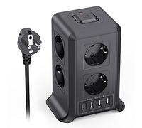 Multiprise avec Interrupteur, Multiprise Parafoudre et Surtension with 8 Sortie AC and 5 USB Ports, pour Le Bureau, Salon, Chambre à Coucher