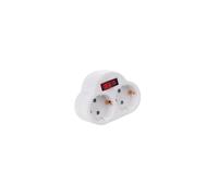 Perel Tools Multiprise 2 prises biplite Domino avec interrupteur Schuko Type F blanche