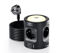Multiprise avec Interrupteur, Sameriver Tour Multiprise 4 Prises et 3 USB Ports, Multiprise Parafoudre et Surtension avec Veilleuse LED,16A Rallonge Electrique 3M Câble à la Maison et au Bureau