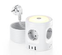 Multiprise avec Interrupteur, Sameriver Tour Multiprise 4 Prises et 3 USB Ports, Multiprise Parafoudre et Surtension avec Veilleuse LED,16A Rallonge Electrique 3M Câble à la Maison et au Bureau