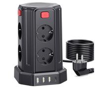 Multiprise avec Interrupteur, Sameriver Tour Multiprise 8 Prises et 4 USB, Multiprise USB Parafoudre et 4 Interrupteurs Rallonge Electrique 3M Câble la Maison et au Bureau