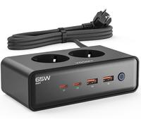 Multiprise avec Interrupteur & USB-C 20W Rapide, 2 USB-C, 2 USB-A, 2 Prises Secteur, Rallonge Electrique 2m, Multiprise parafoudre et surtension (Blanc, 20W)