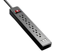 Multiprise avec Long Fil | Station De Recharge Avec 6 Prises À Fiche Plate | Cordon d'Extension 1.5m avec Prise Plate 2 Ports USB et 1 Port Type-C - Pour Maison, Chambre, Mur, Voyage, Camping-Car, App