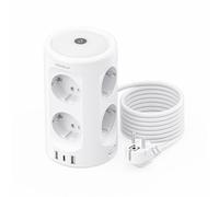 Multiprise avec lumière, 8 prises avec 3 prises USB, protection contre les surtensions, multiprise cube, 3 modes d'éclairage, rallonge 3 m, tour de prise pour la maison, le bureau