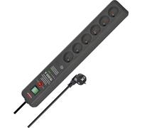 Brennenstuhl Multiprise Secure-Tec 1159541376 – 6 prises, parasurtenseur 15000 A, signal sonore – Noir