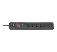Brennenstuhl Multiprise Secure-Tec 1159541376 – 6 prises, parasurtenseur 15000 A, signal sonore – Noir