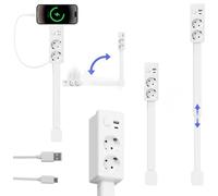 Multiprise avec Ports USB-A, USB-C et 2 Prises Secteur, rallonge Murale Extensible et rotative, idéale pour Les Tables de Chevet, Les canapés, Les Bureaux et Autres endroits Difficiles d'accès.