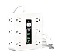 Multiprise avec protection contre les surtensions, gestion de l'électricité, multiprise avec 4 ports USB, pour bureau, maison, chambre, cuisine, mur, salon derrière le canapé T