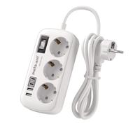 Multiprise avec USB, 3 prises avec interrupteur et parasurtenseur 4000 W, multiprise avec 4 ports USB (2 USB-C), triple prise murale pour la maison, le bureau