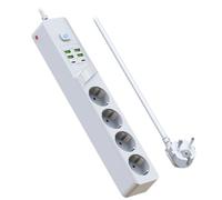 Multiprise avec USB, 4 Prises Rallonge Electrique Multiprise Plate Murale avec Interrupteur, 3000W/10A Bloc Prise Multiple avec Surtension et Cable 1.8m pour Bureau Maison Cuisine (Blanche)