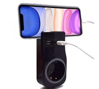 Multiprise avec USB,avec 1 Prise Schuko 16A et 2 Ports USB,multiprise Murale pour Ordinateur Portable/Smartphone, multiprise pour la Maison et Le Bureau, indicateur LED, capteur Jour et Nuit, Noir
