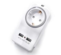 Multiprise avec USB,avec 1 Prise Schuko 16A et 2 Ports USB,multiprise Murale pour Ordinateur Portable/Smartphone, multiprise pour la Maison et Le Bureau, indicateur LED, capteur Jour et Nuit, Blanc