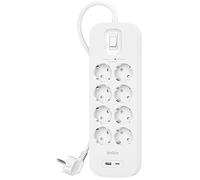Belkin Multiprise anti-surtensions 8 prises – mural, câble 2 m, 1x USB-A, 1x USB-C PD, 900 J