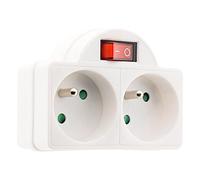 Multiprise biplite 16A + Interrupteur façade - Blanc - Zenitech