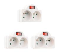 Multiprise biplite 16A + Interrupteur façade - Blanc - Zenitech (Lot de 3)