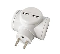 Multiprise Watt And Co Biplite 2x16A rotative + USB 2.4A Blanc