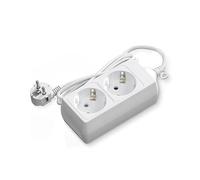 Multiprise Blanche à 2 Prises Schuko sans Interrupteur, 5 m H05VV-F 3G1,5 m㎡, Base de 2 Prises