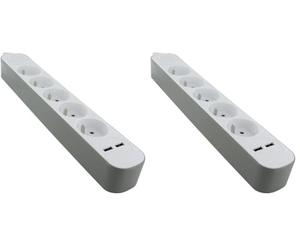 Multiprise Bords Ronds 5x16A USB C - Gris - Chacon (Lot de 2)
