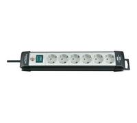 Brennenstuhl Multiprise 1951560101 Premium-Line – 6 sorties, câble 5 m, fixation multiple – Noir/Gris
