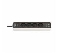 Multiprise - BRENNENSTUHL - Ecolor 1153244026 - 4 prises - 2 ports USB - 15 m blanc et noir