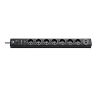 Brennenstuhl Multiprise 7 voies Type E Hugo – 2 USB, parafoudre et surtension – Noir