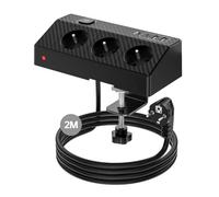 Multiprise Bureau PASSUS 7 en 1 Bloc Prise avec 3 Prises AC Françaises, 4 Ports USB (Dont USB-C PD 20W), Interrupteur, Protection Anti-Surtension, Câble 2m, 4000W/16A Multiprise pour Maison et Bureau