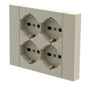 Multiprise Carrée Encastré Avec 4 Prises Bipasso Schuko Sable pour Box 3 Modules
