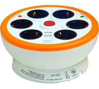 Multiprise Circulaire avec Enrouleur de câble et Interrupteur, 6 Prises, 2 USB, câble de 1,4 m. Conçu pour : Usage Domestique et de Bureau.