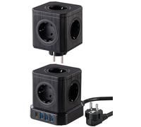 Multiprise colonne 9 prises avec 4 ports USB - coloris noir [revolt]