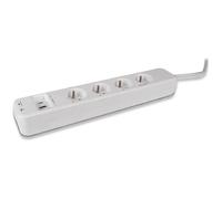 SCS Sentinel, HCN0072, Rallonge multiprise connectée, Cordon d'alimentation 1.5 m, 4 Prises + 3 Ports USB, 3 Prises contrôlables à Distance, 4 Prises alimentées en Permanence, SmartPlug Strip