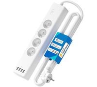 Multiprise Connectée (Type E), 16A Multiprise WiFi Compatible avec Apple HomeKit, Alexa et Google Home (4 Prises AC et 4 Ports USB)