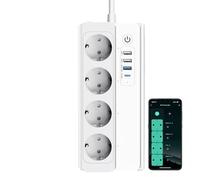 Multiprise Connectée WiFi Jinvoo 16A Prise Intelligente 4 Prises 3 USB/1 Type-C（PD20W Compatible avec Alexa et Google Home