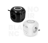 Multiprise cube - - 1 USB A et 2 USB C - Un chargeur à induction - 3 prises Europe - Un bouton ON/OFF - - Noir
