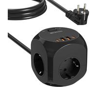 Multiprise Cube 4 Prises Multiprises, Avec 4 Usb, 2 Usb Et 2 Type-C, 8 En 1, Avec Câble De 2 M, Pour Le Bureau, La Maison, Noir[DYB981185]