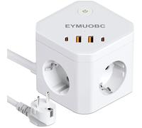 Multiprise cube 8-en-1 - SUTEO - Avec USB C PD 20W - 3680W - Interrupteur intégré - Rallonge électrique 2m - 4 prises