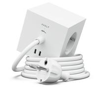 Multiprise Cube avec Câble 3m - 3 Prises + 2 Ports USB-C | Base Magnétique & Design Scandinave en 7 Couleurs - Avolt Square 1 (Opal White, USB-C 3m)