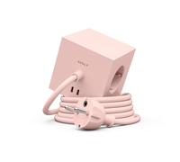 Multiprise Cube USB AVOLT Square 1 - Organisez Vos Prises sur Le Bureau grâce à sa Base Magnétique - 3 Prises et Ports USB - Bloc Multiprise Design pour Bureau et Maison (New Pink, USB-C 1.8m)